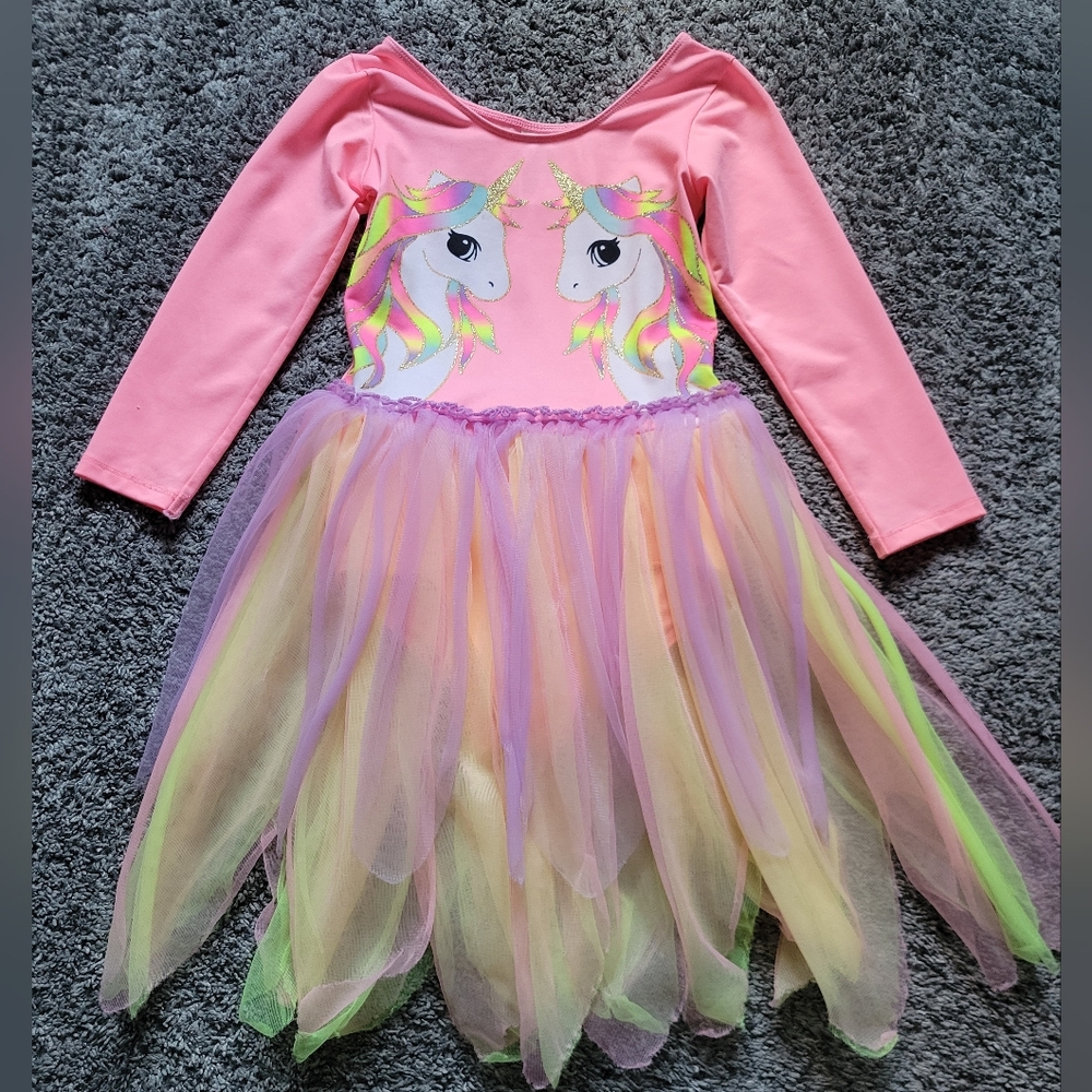 H&M Pink Unicorn Tulle Dress With Tulle Size 6T-8  *NWOT*